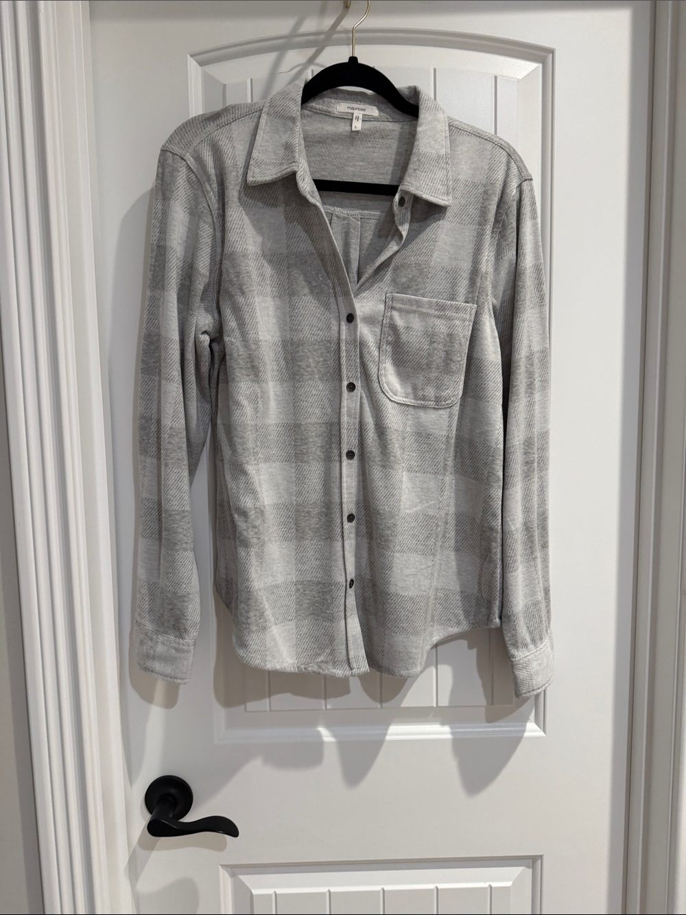 Maurices Light Gray Plaid Button-Down Shirt